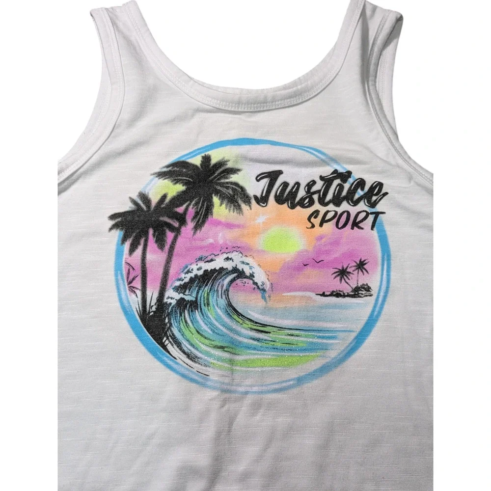 Justice 3pc Outfit Shorts Sports Bra And Over Shirt Athletic Style Size Med 10